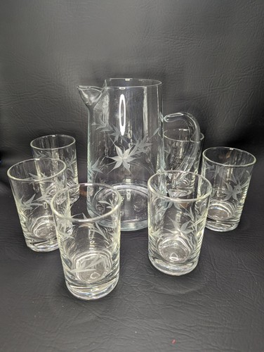 Vintage etched flowers glass - etched,